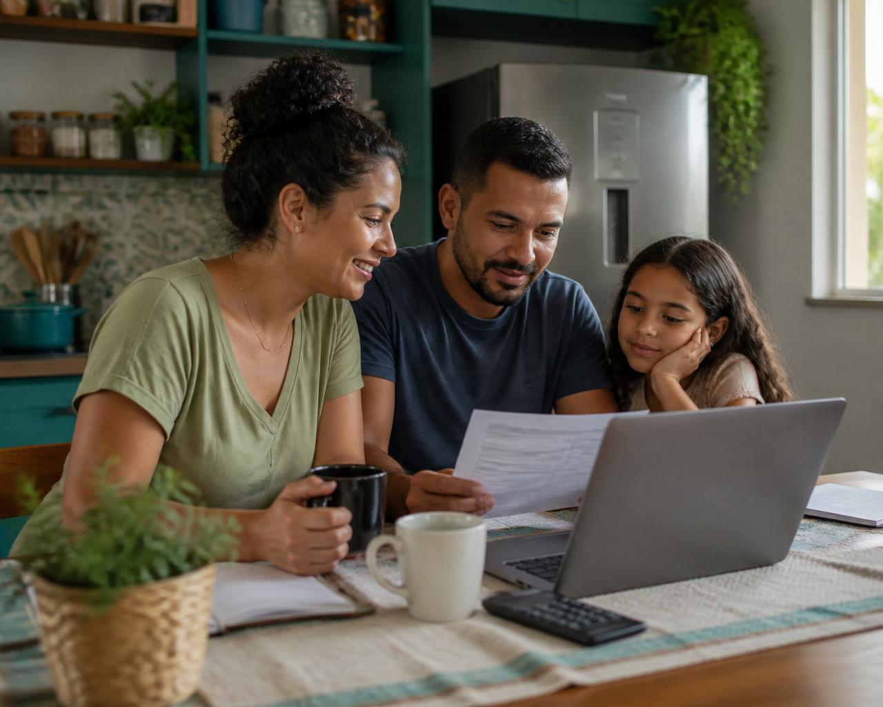 Família planejando finanças
